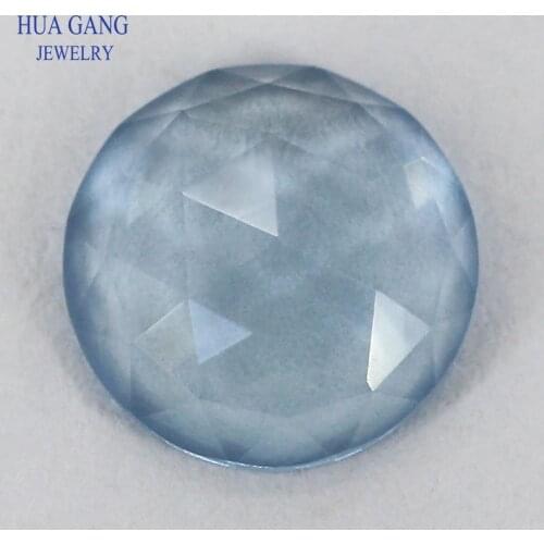 Round Shape Light SpinelBlue Rose Cut Glass Beads Stones Flat Bottom Loose Glass Gems 8mm Wholesale Beads For Jewelry Making