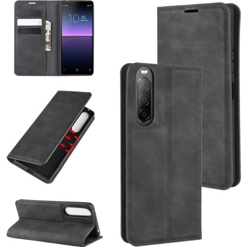 10pcs/lot Automatic Magnetic Wallet Flip Phone Case For Sony Xperia 1 II For Sony Xperia 10 II TPU in inner Cover