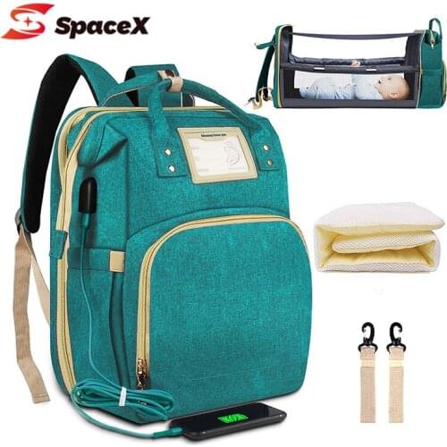 Fashion Diaper Bag Travel Womens Backpack USB Charging Waterproof 3 In 1 Multifunction Outdoor Mummy Bag For Baby Care 2021 New