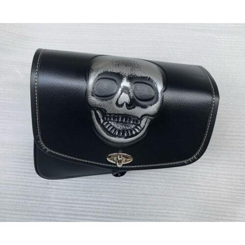 Motorcycle Saddle Bags PU Leather Right Motorbike Side Tool Luggage Black Dirt Street Bike ATV