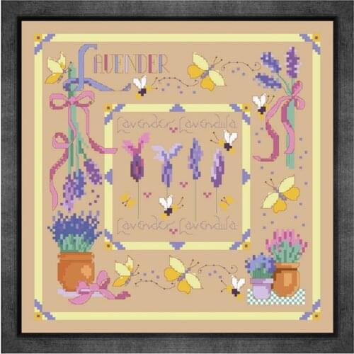 Lavender cross stitch kits flower aida fabric 18ct 14ct 11ct flaxen linen cotton thread embroidery kits DIY craft set