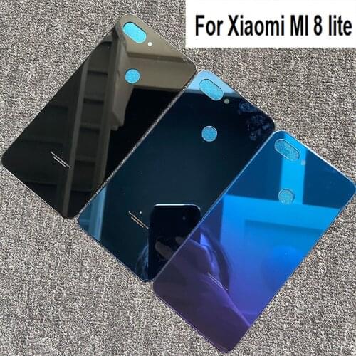 For Xiaomi Mi 8 Lite Back Battery Cover Glass Panel Rear Door Housing Case With Camera Lens For Xiaomi Mi8 Lite Battery Cover