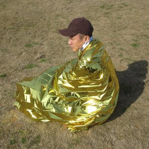 New 2.1*1.3m 50g emergent blanket rescue first aid waterproof travel camp tent hike outdoor survive silver tool hunt thermal