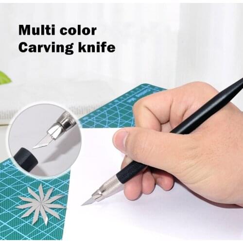 1pcs Carving Knife with 10pcs Spare Blade A5 Sandy Cutting Mats Engraving Cutter Ruler Home DIY Paper Wood Model Craft A6423