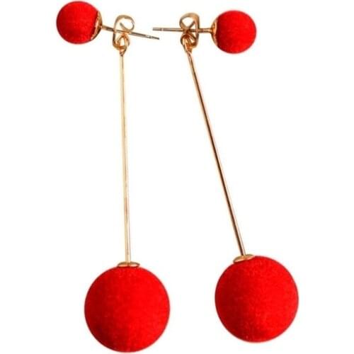 Charm Boho Jewelry Dangle Earrings for Women Round Fluffy Hairball Long Tassel Drop Earrings Statement Korean Style Girls Gift