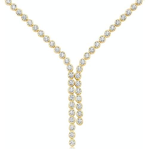 Valori Jewels 8.25 Carat, Zirconia White Gemstone, Gold Plated, Tennis Necklace
