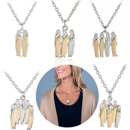 5 Styles Fashion Jewelry Silver Chain Two Sisters Necklace Family Mima & Oly Triplets Best Friends Pendant Necklaces For Women