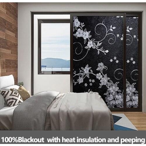 Removable 100% Light Blocking Static Total Blackout Window Film Privacy Room Darkening Window Tint Black Window Sticker