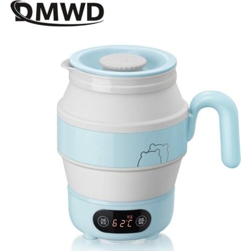 DMWD 0.6L Folding Electric Kettle Telescopic Water Heater Portable Boiler With Folding Cup Food Grade Silicone Travel 220V