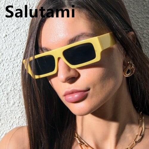 Andy Color Small Square One Piece Sunglasses For Women 2021 New Fashion Gradient Sun Glasses Female Yellow Pink Shades Men Black