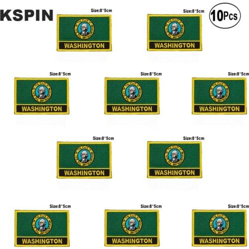 U.S.A Washington Rectangle Flag Embroidery Patches Iron on Saw on Transfer patches Sewing Applications