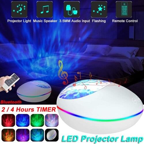 LED Projector Night Ocean Wave Adjustable Lightness Bluetooth Music Speaker Starry Projection Night Lamp Gift Decor D30