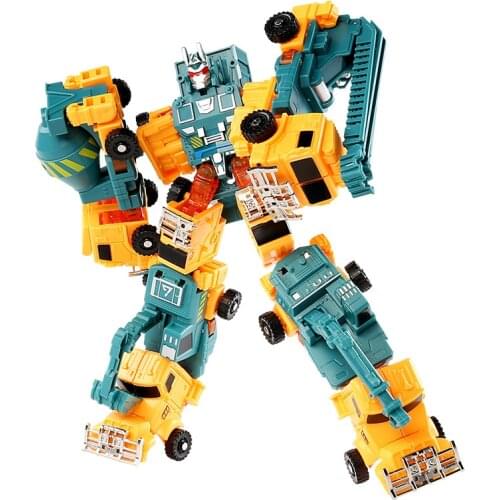 Transformation 5 IN 1 Engineering Vehicle Deformation Robot Magnetic Force Action Figures Toy For Boy Car Model Kids Gift CT0157
