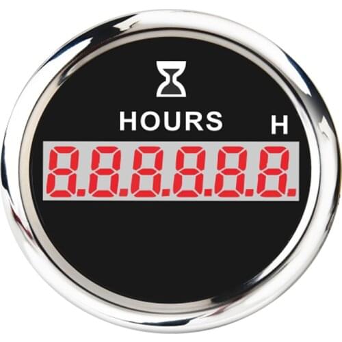 52mm Boat Car Hourmeter Hours Meter IP 67 Waterproof Hourmeters Time Gauge with Red Backlight