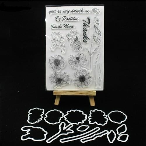 YPP CRAFT Sunflowers Transparent Stamp And Cutting Dies for DIY Scrapbooking/Card Making/Kids Fun Decoration Supplies
