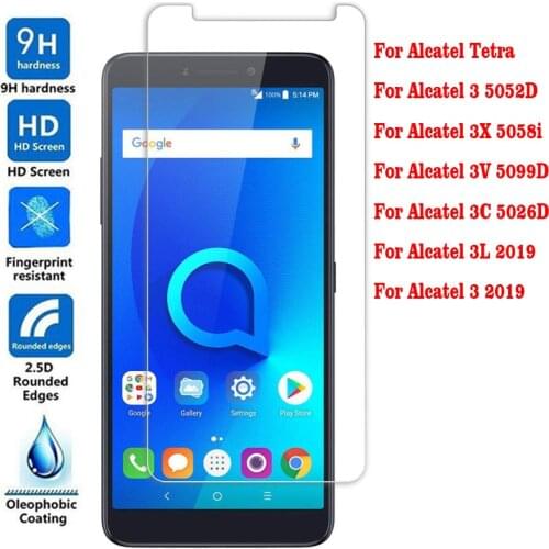 2PCS Tempered Glass For Alcatel 3 3L 3X 3V 3C 2019 Tetra Screen Protector protective film For 5052D 5058i 5058 5099D 5099 5026D