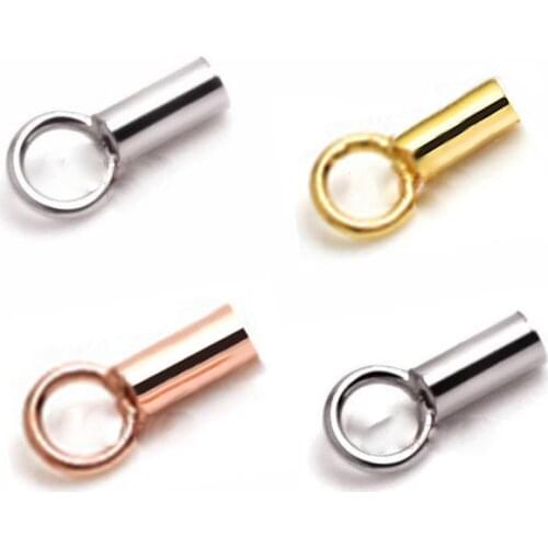 5pcs 925 Sterling Silver Round Leather Cords End Cap Inner 1mm Hole Metal Connector End Beads Clasps DIY Necklace Jewelry Making