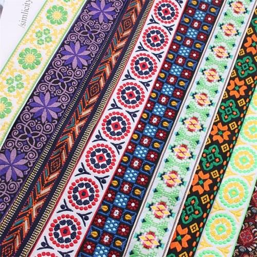 Jacquard Polyester Webbing For Luggage Clothing Accessories 4/5cm Width Ethnic Style Welt Decorative Webbing 40 Yards