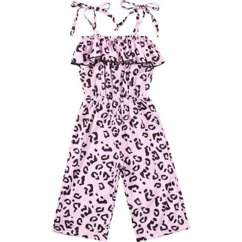 1-6Years Kids Baby Girl Straps Leopard Rompers Summer Fashion Sleeveless Ruffles One-Piece Jumpsuit Child Girl Clothes