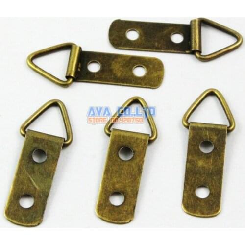 100 Pieces Antique Brass Photo Frame Hook Hanging Photo Frame Hanger 30x11mm