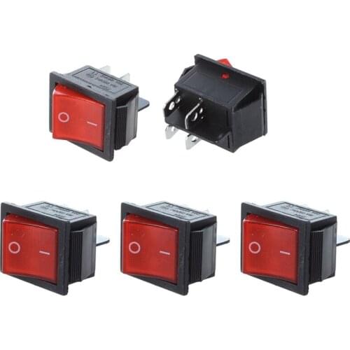 2 Pcs KCD4 DPST ON-OFF 4 Pin Rocker Boat Switch 15A/20A & 3Pcs Red Light 4 Pin DPST ON-OFF Snap in Boat Rocker Switch