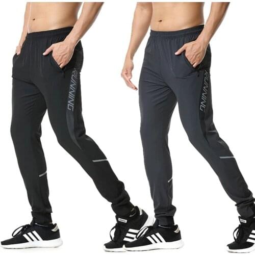 2021 Mens sport Pants Legging zipper Reflective Running Pants Men Gym Sports Athletic Football Soccer Training Sports Pants