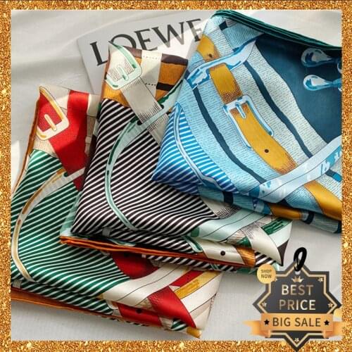 2021 New Pure Silk Woman Mulberry Silk Scarf Square Pashmina Girl Lady Kerchief Headwear Luxury Scarves Fashion Shawl Wrap Gift