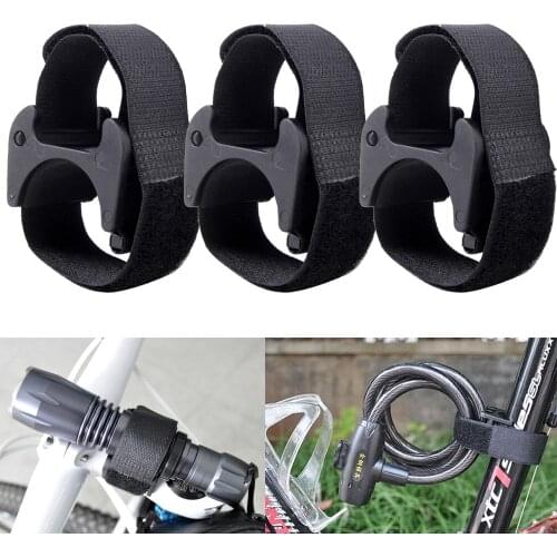 3Pcs Bicycle Flashlight Clip LED Torch Light Holder Mount Base with Adhesive Strap Black Rubber Anti-Skip Function Clip