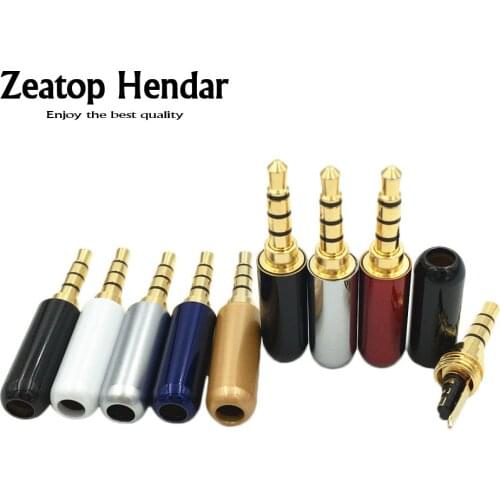 4Pcs Copper 3.5 Audio Jack 3.5mm 3 4 Pole Stere Male Plug Gold Plated Adapter for DIY Used Repair Headset Earphone Connector