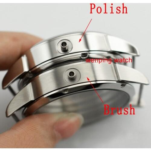 42 mm full Polished/Side brushed Stainless watch case Fit Asia st3600 Mechanical Hand Wind Movement hardened mineral glass