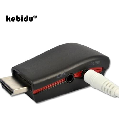 HDMI-compatible to VGA Adapter Male to Female Connector Converter for XBOX 360 PS2 Laptop HDTV DVD 1080P 3.5mm audio + USB Power