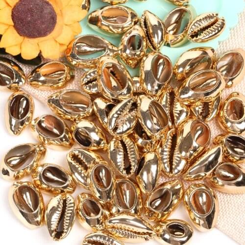 10 Pcs Natural Gold Beach Shell Beads For Jewelry Making 10-20mm Oval Shape Beads Diy Charm Necklace Bracelet Accessory