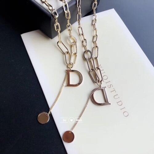 Hot Punk Rock Chain Necklace Minimalist Gold Color Letter Name Initial Necklaces For Women Long Big Letter Pendant Necklace