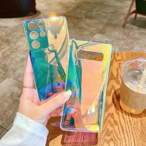 SUYACS Luxury Laser Phone Case For Samsung A32 A52 A72 A70 A50 A31 S20FE S20 S21 Plus S9 S10 Plus Note 20 Ultra Soft TPU Cover