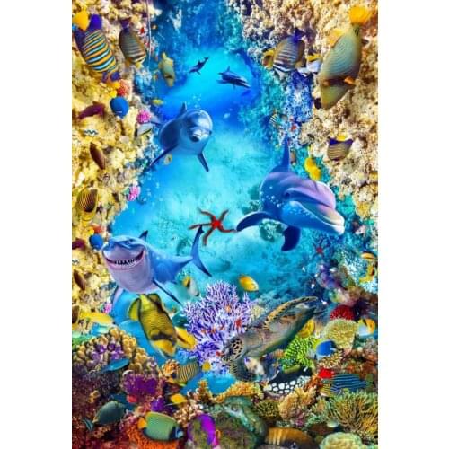 3D photo wallpaper 3d flooring underwater world wallpapers for living room self adhesive wallpaper
