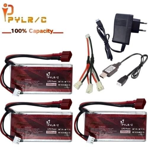 HOT SALE 7.4V 3500mAh 45C Max 60C RC Lipo Battery Charger Sets For Wltoys 12428 12423 RC Car feiyue 03 Q39 parts 2s Car Battery