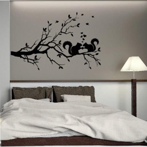 Hot Sale Long Squirrel Tree Branch Animal Wall Sticker Cats 3D Art Kids Room Home Decor Elegant New