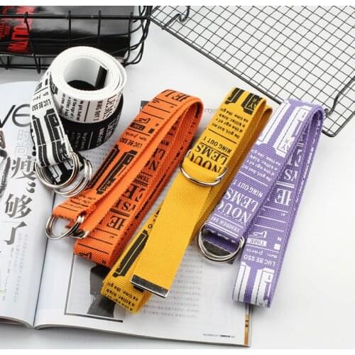 Canvas Belt Korean version fashion Lengthen canvas belt Literary style Unisex student Belt trend D Ring Double Buckle belt