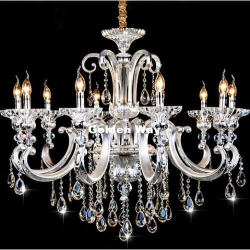 European-style Classic Silver Crystal Chandelier Light Modern Alloy Crystal Lighting With 8 Arms D750mm LED AC 100% Guaranteed