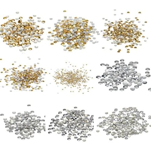 300/1000pcs Nail Art Decoration Round Metallic Studs Rivet Silver Gold