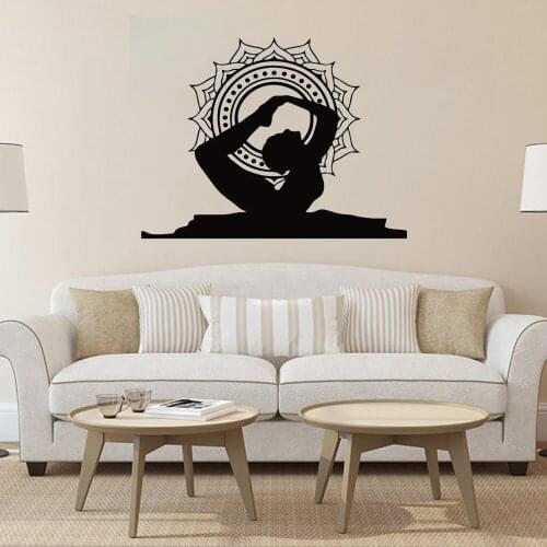 Fashion Creative Yoga Home Decor Bow Pose Removable Decal Buddha Style Wall Art Sticker Yoga Studio Decor Vinyl Wall Decal ph345