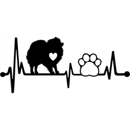 8"*3.5" Pomeranian Heartbeat Lifeline Pet Paw Decal Sticker Car Window Pom Mom