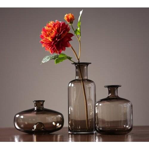 Simple Creative brown Colored Glaze vase home decor Modern Tabletop glass Vase Craft glass Flower bottle flowerpot home decor