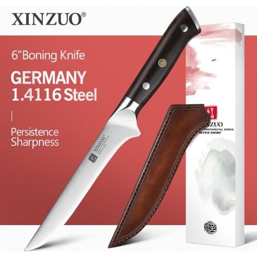XINZUO 6'' Boning Knife Stainless Steel German 1.4116 Steel Kitchen Butcher Knives Slicing Filleting Cooking Tools Ebony Handle