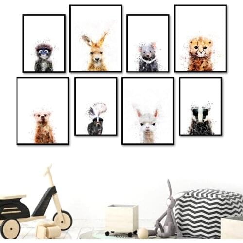 Monkey Lion Bear Alpaca Meerkat Jungle Animal Wall Art Canvas Painting Nordic Posters And Prints Wall Pictures Kids Room Decor