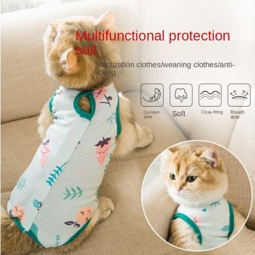 Pet Clothes Cat Sterilization Surgical Clothes Cats Anti-hair Loss Weaning Repellent Anti-bite Anti-licking Breathable Thin