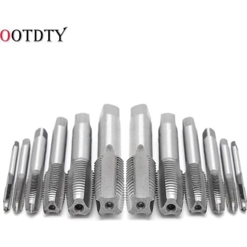 OOTDTY 12 Pcs Hand Screw Thread Taps Wire Tapping Screwdriver Bit M3/M4/M6/M8/M10/M12 Tap Set fit Handle DIY Tool Accessories