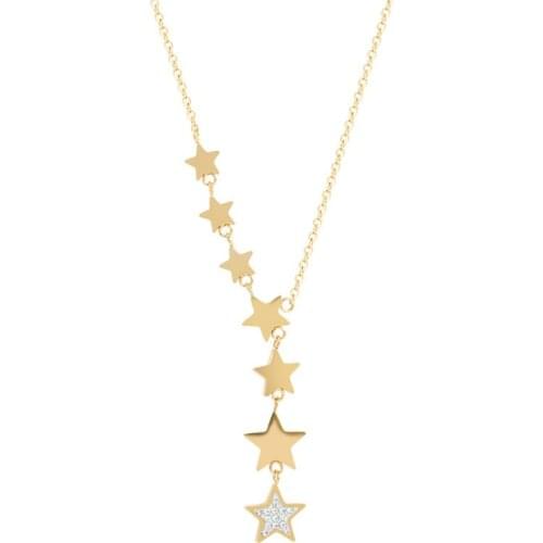 316L Stainless Steel Shiny Zircon Star Charms Clavicle Chain Necklace For Women Ins Hot Fashion Trend Jewelry SAN359