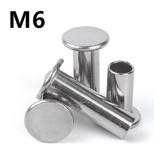 20PCS M6x6/8/10/12/16/20/25/30mm GB875 304 Stainless Steel Thin Head Semi-Tubular Rivets