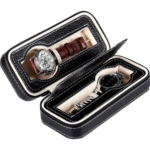 2/4/8 Grids Portable Watch Box Organizer Faux Leather Zipper Watch Display Box Wrist Watch Storage Box Case Watch Organizer Box